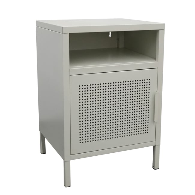 Table de chevet 1 porte, métal, BODEN Couleur beige <span itemprop=