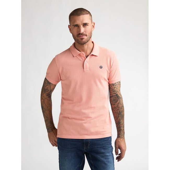 Polo droit uni  corail <span itemprop=