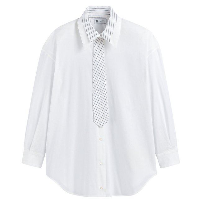 Camicia ampia con cravatta, made in Europe bianco ottico JEREMY CURRAT X LA REDOUTE