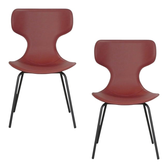 Chaise terracotta avec dossier en T, revêtement nettoyable (lot de 2) LOMBARDIE Couleur brique <span itemprop=