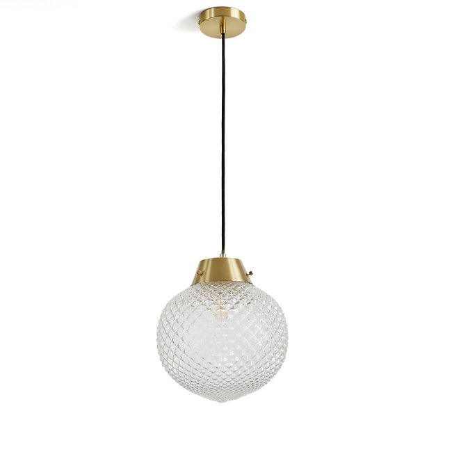Lampadario in vetro cesellato e ottone anticato ottone CAMILLE OMERIN X LA REDOUTE INTERIEURS