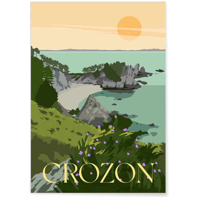 Affiche ville de Crozon Couleur blanc <span itemprop=