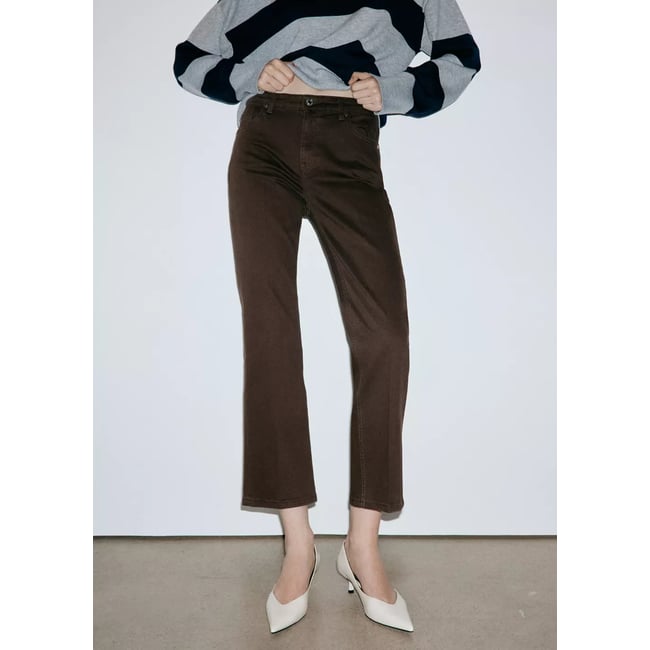 Jean Sienna flare crop chocolat <span itemprop=