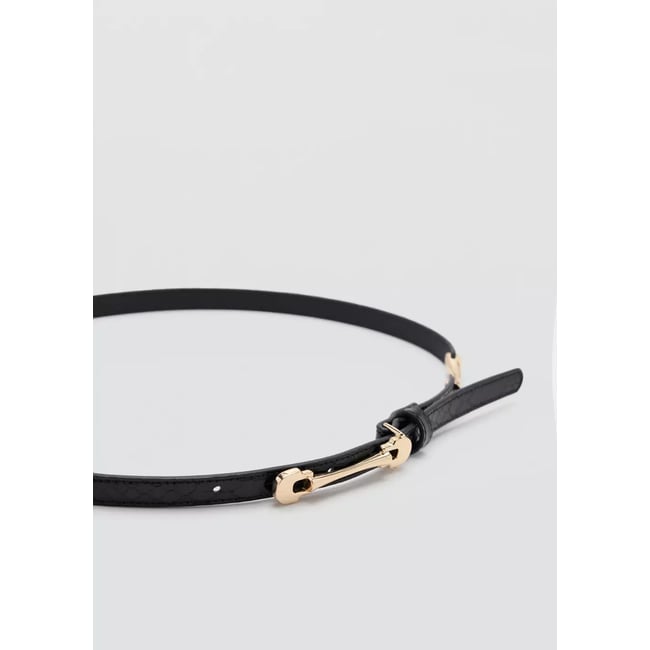 Ceinture fine boucle métallique noir <span itemprop=