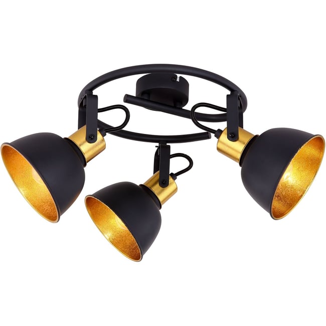 Plafonnier rond 3 spots en métal design industriel NAMUS Couleur noir <span itemprop=