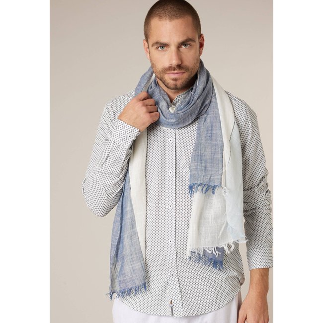 Chèche homme en coton fin et fluide BENNET navy <span itemprop=