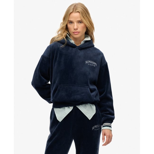 Sweat à capuche Country Club Velour Décontracté bleu marine intense <span itemprop=