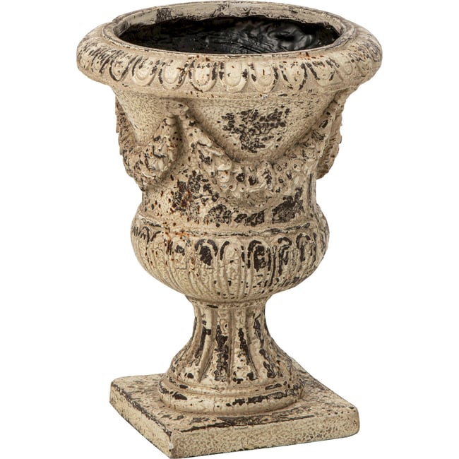 Cache-pot en résine style antique Couleur blanc cassé <span itemprop=