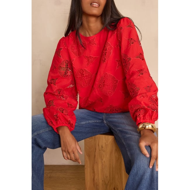 Blouse PALMA en coton rouge <span itemprop=