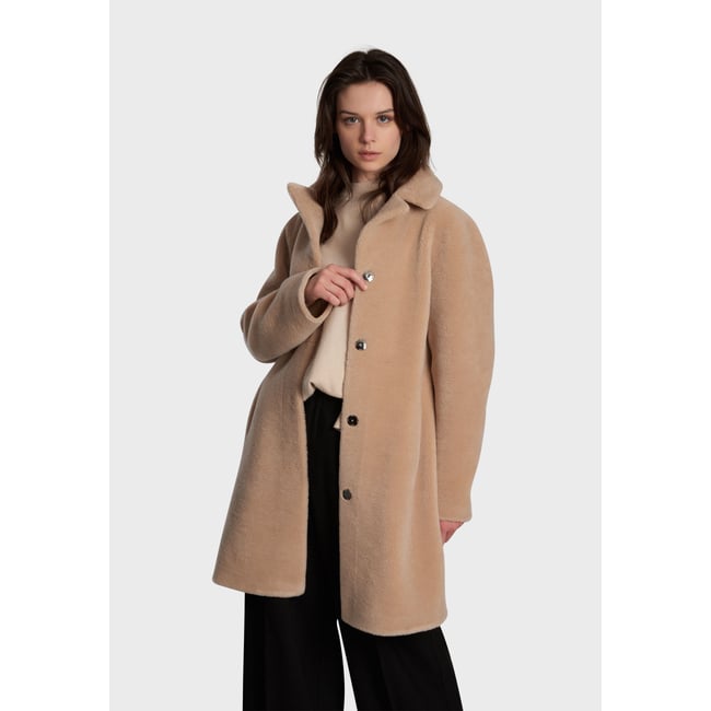 Manteau réversible mi-long boutonné VENUS café <span itemprop=