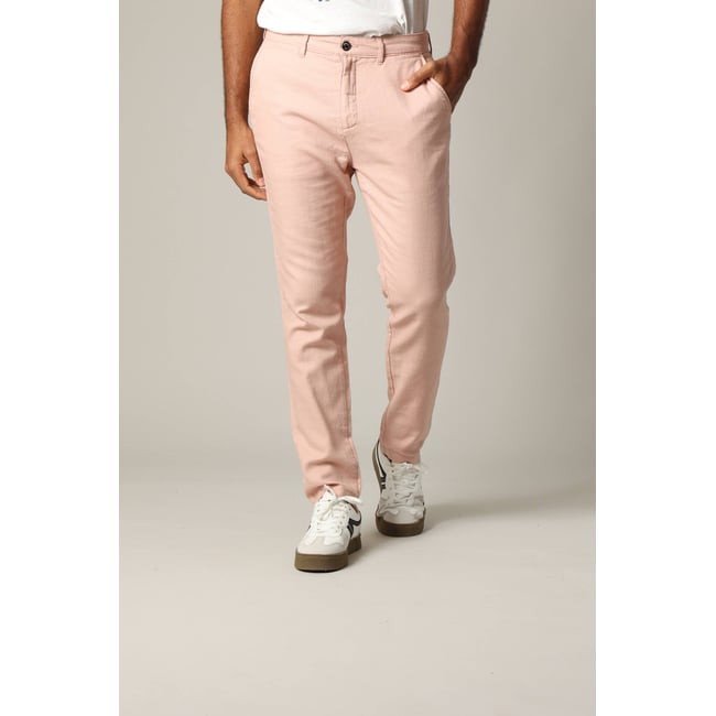 Pantalon standard en coton dobby avec braguette fermeture à glissière MIDAS old pink <span itemprop=