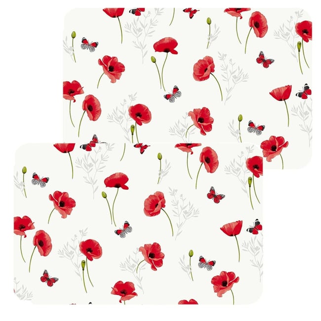 Lot de 2 sets de table COQUELICOTS rouge <span itemprop=