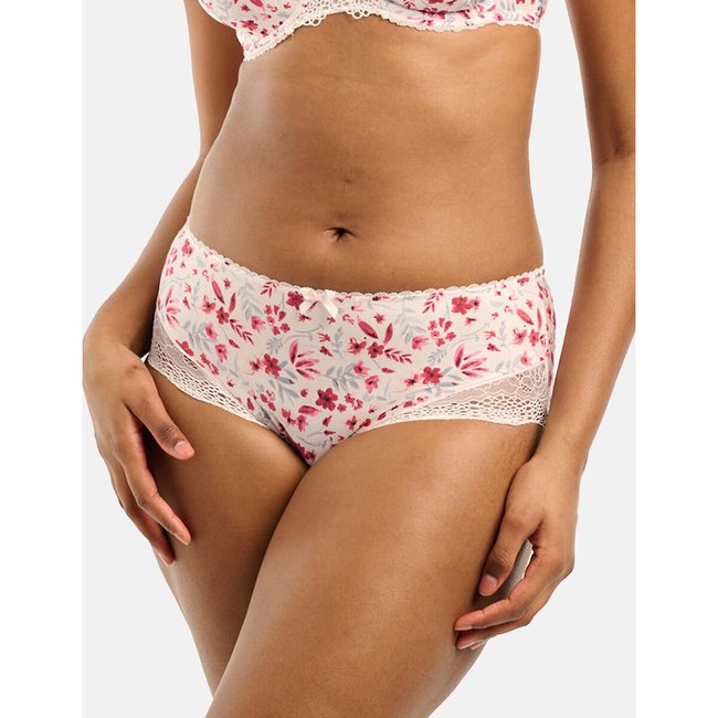 Shorty pizzo e microfibra Julia bianco/rosa SANS COMPLEXE