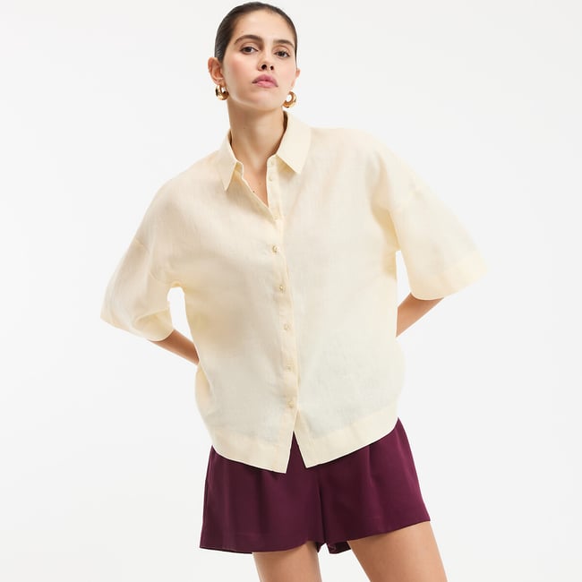 Chemise ample manches coudes lin Signature, AMBRE - LA REDOUTE COLLECTIONS