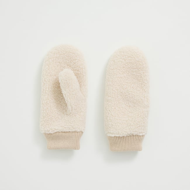 Moufles en sherpa beige <span itemprop=