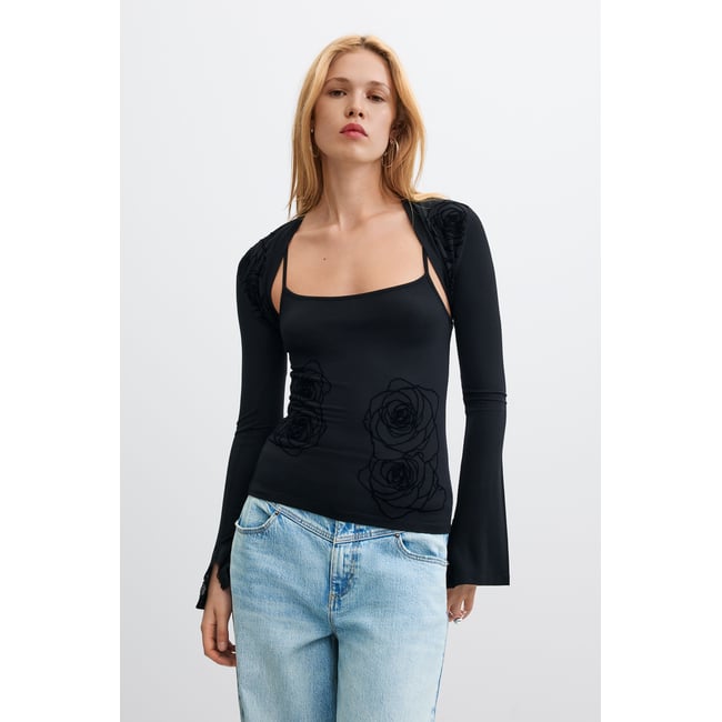 T-shirt à manches longues noir <span itemprop=