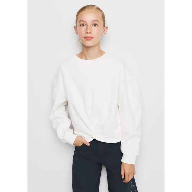 Sweat-shirt coton nœud blanc cassé <span itemprop=