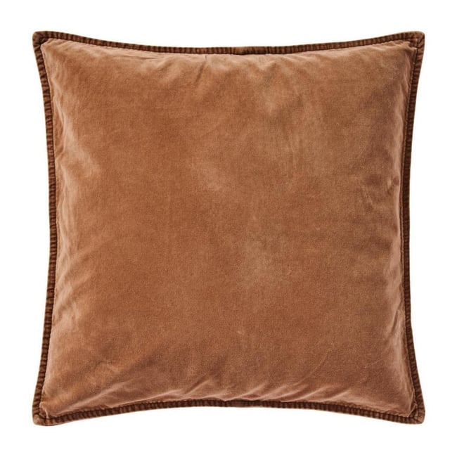 Housse de coussin velours camel <span itemprop=