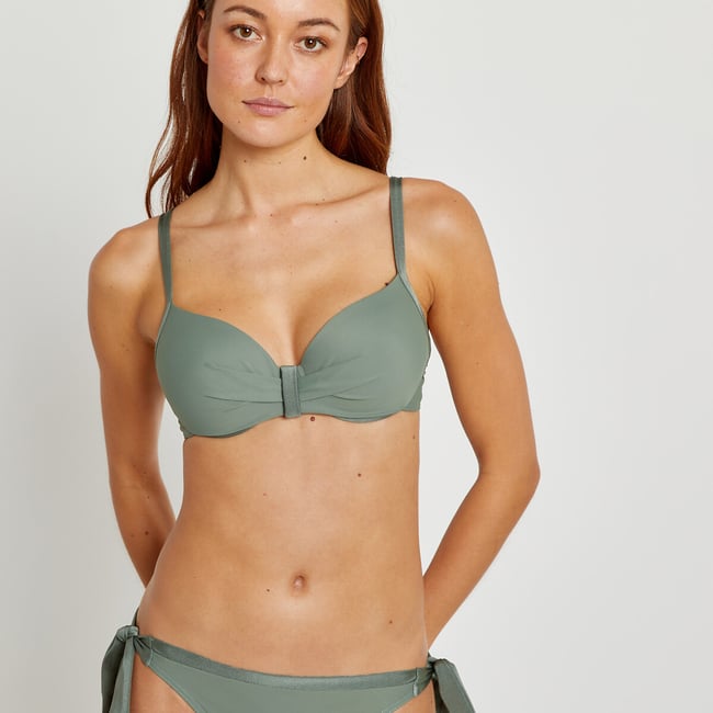 Bikini-Oberteil mit Push-up-Effekt khaki LA REDOUTE COLLECTIONS