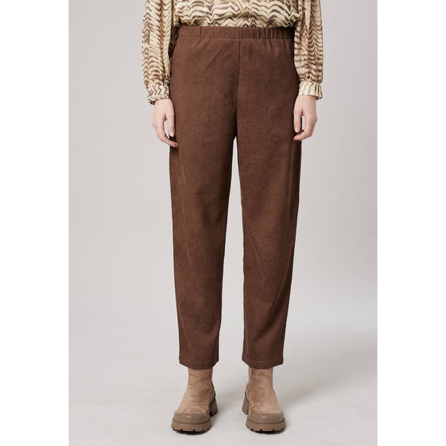 Pantalon carotte femme en velours côtelé NOLANI light brown <span itemprop=