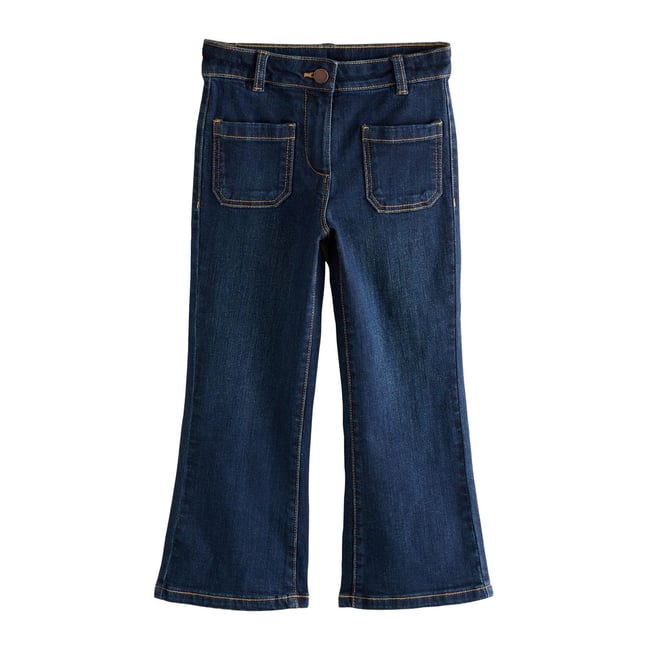 Pantalon évasé denim délavé bleu <span itemprop=