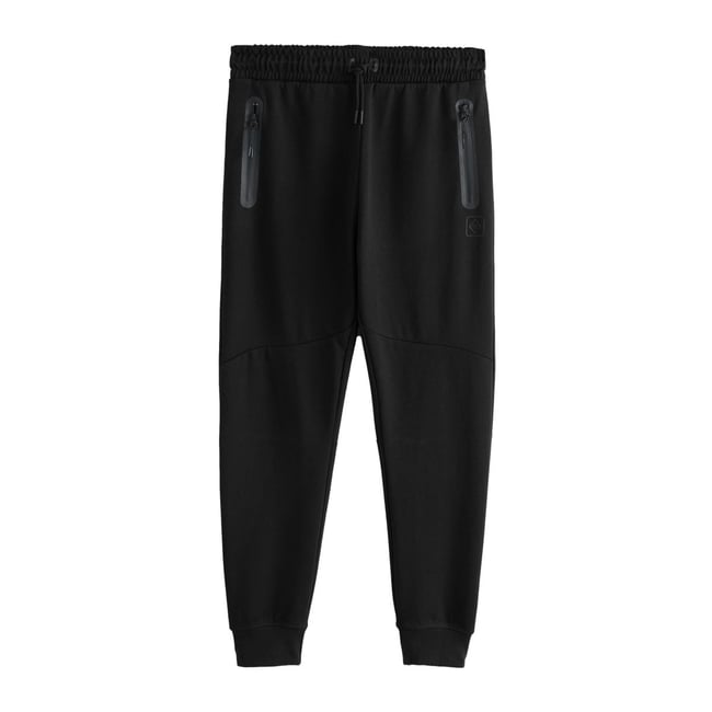 Jogging slim en maille interlock noir <span itemprop=