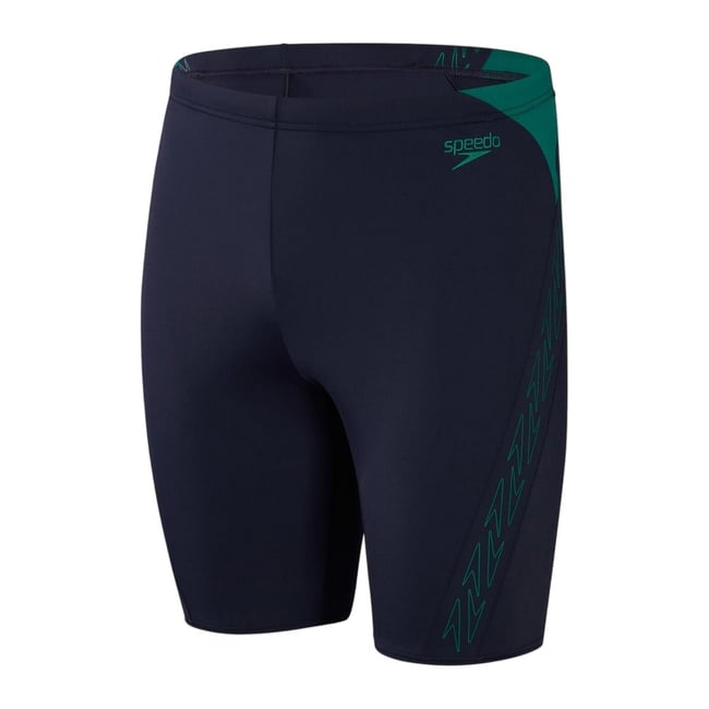 Jammer de natation motif/style abstrait bleu marine / vert <span itemprop=