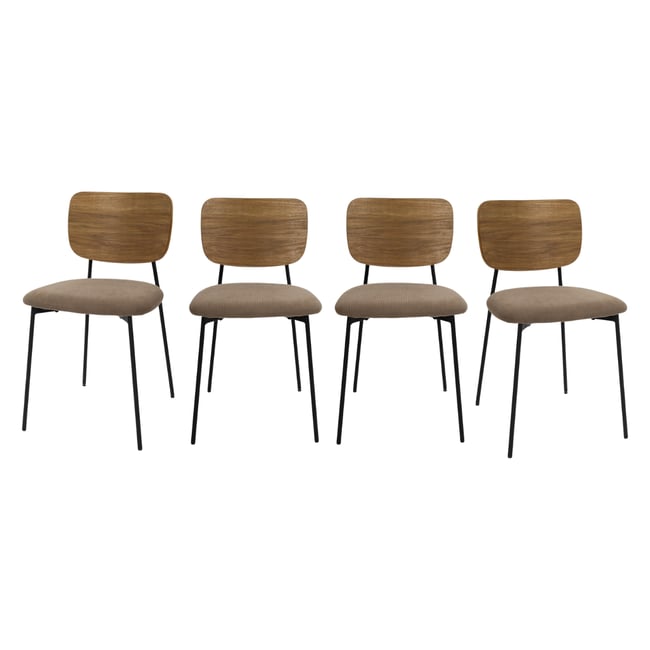 Lot de 4 Chaises taupe NOAN Couleur marron <span itemprop=