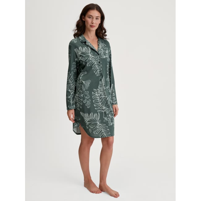 Chemise de nuit à manches longues manches longues Coton FAVOURITES BOTANIC deep emerald green <span itemprop=