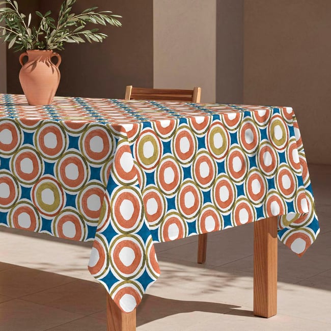Nappe anti-taches Rioma - 100% coton - corail <span itemprop=