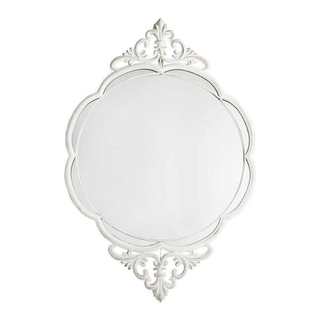 Miroir ovale Ophélie en métal blanchi Couleur blanc antique <span itemprop=