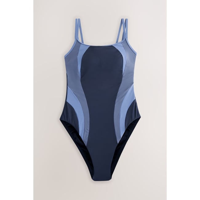 Maillot de bain active à encolure dégagée bleu <span itemprop=