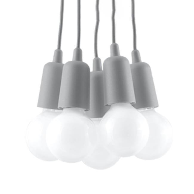 Suspension PVC Gris E27 5 Diego Couleur gris <span itemprop=