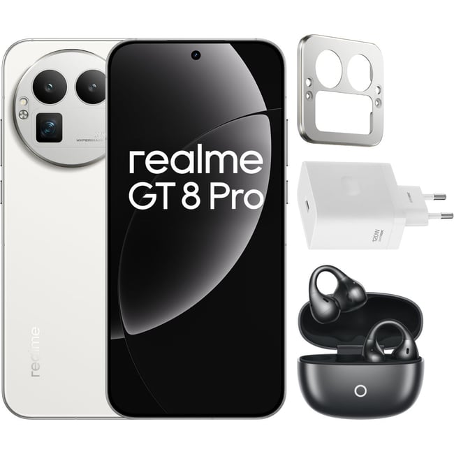 Smartphone Pack GT8 Pro 512Go Blanc + Chargeur + Buds Clip - REALME