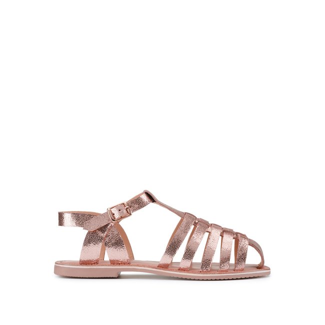 Sandalen in leer <span itemprop=