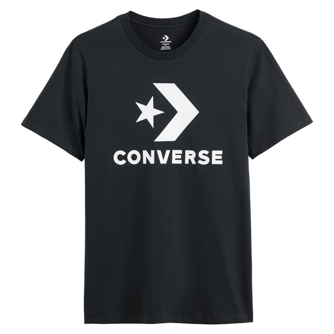 Large Star Chevron T-Shirt in Cotton with Short Sleeves, black, CONVERSE