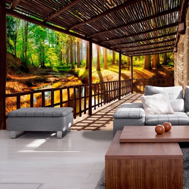 Papier peint intissé panoramique Paysage Getting Back to Nature Couleur beige <span itemprop=