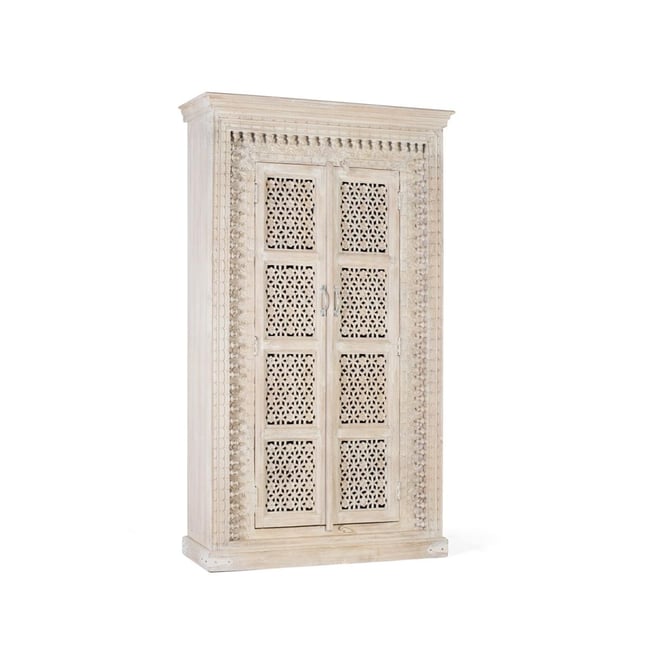 Armoire 2 portes Bois Blanc - OLÉNIE Couleur blanc <span itemprop=