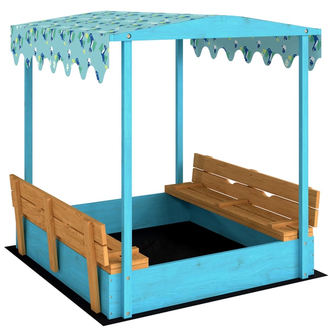 Bac à sable pour enfants Bois de sapin Bleu bleu et jaune <span itemprop=