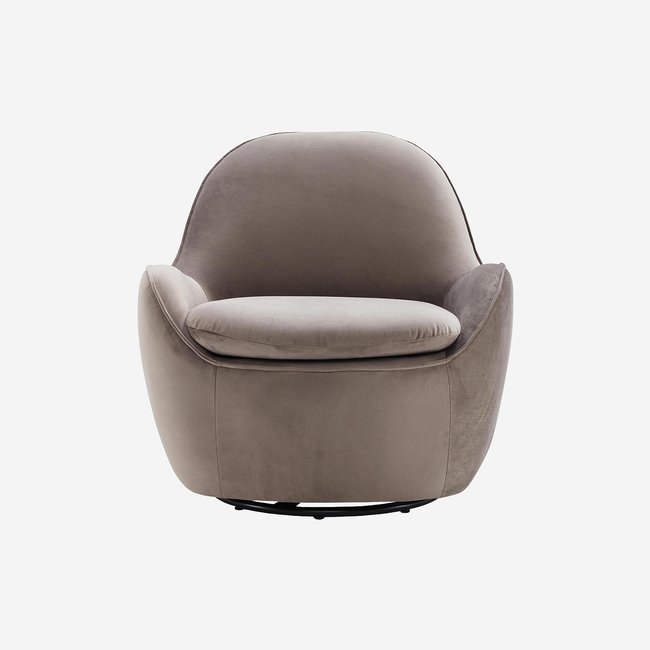 Fauteuil droit velours BOCA Couleur gris, taupe <span itemprop=