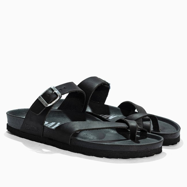 Tongs en cuir DIANE pour homme black <span itemprop=
