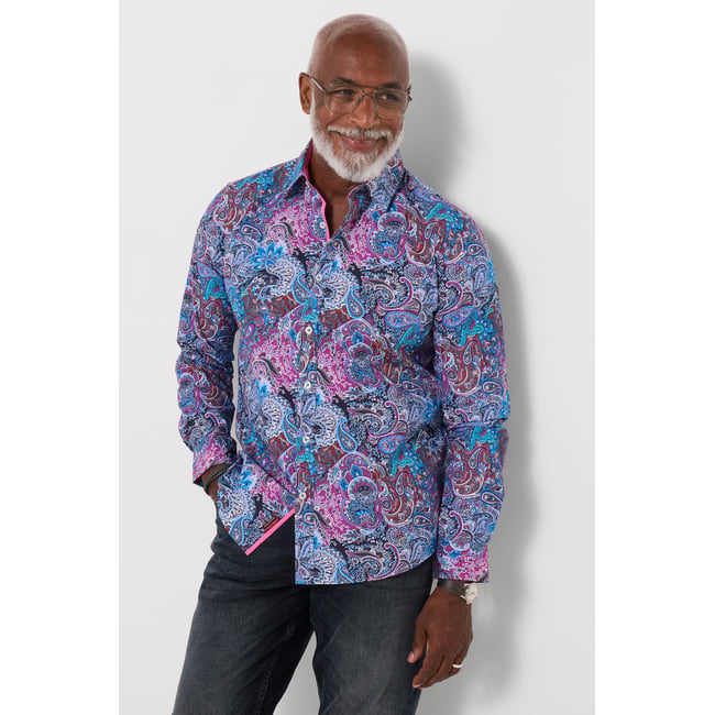 Chemise Parfaite Motif Cachemire bleu <span itemprop=