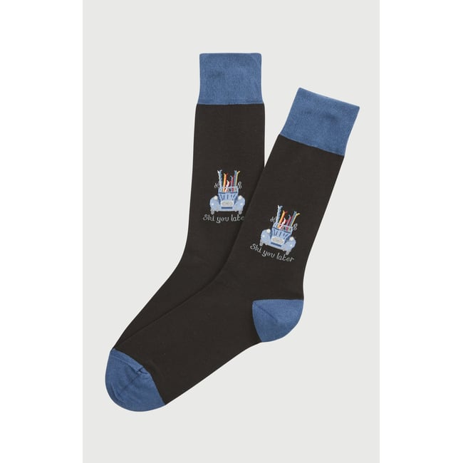 Chaussettes en coton imprimé Ski You Later Noir noir <span itemprop=