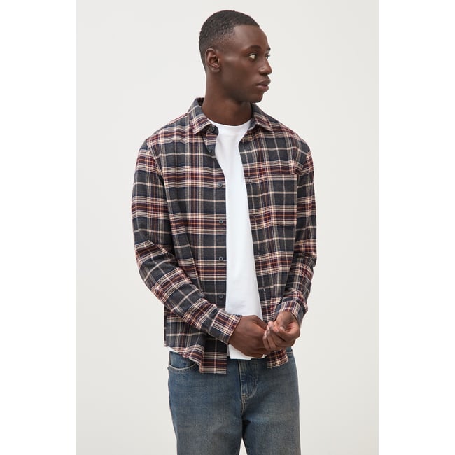 Chemise col classique manches longues gris foncé <span itemprop=