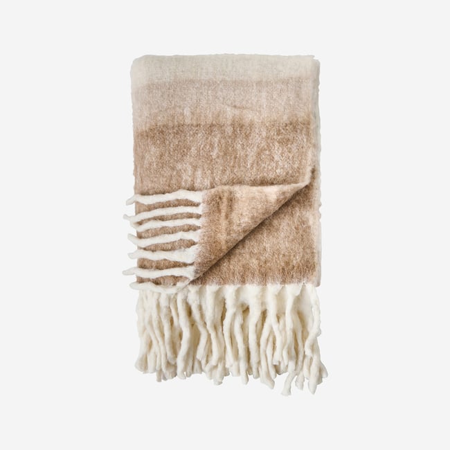 Plaid en laine BRUNA bleu, beige <span itemprop=