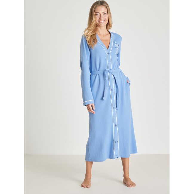 Peignoir maille nid d'abeille bleu <span itemprop=