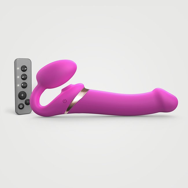 Vibrador multiorgasm strap on, tamanho L fúchsia <span itemprop=