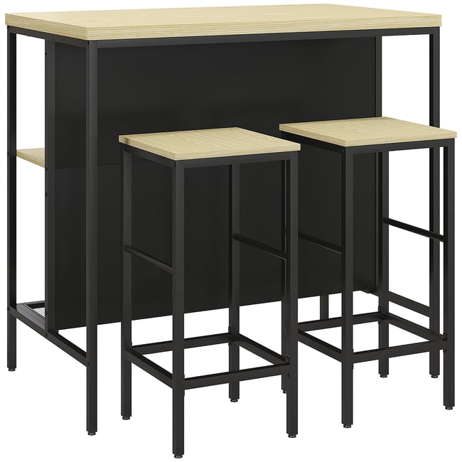 Ensemble de table de bar MDF Bois naturel Couleur bois naturel, noir <span itemprop=