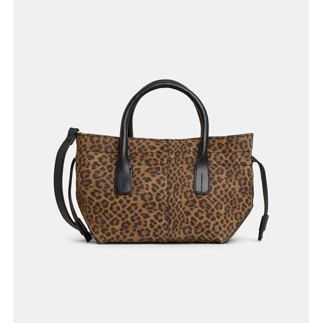 Mini sac cabas cameron cuir suédé léopard <span itemprop=