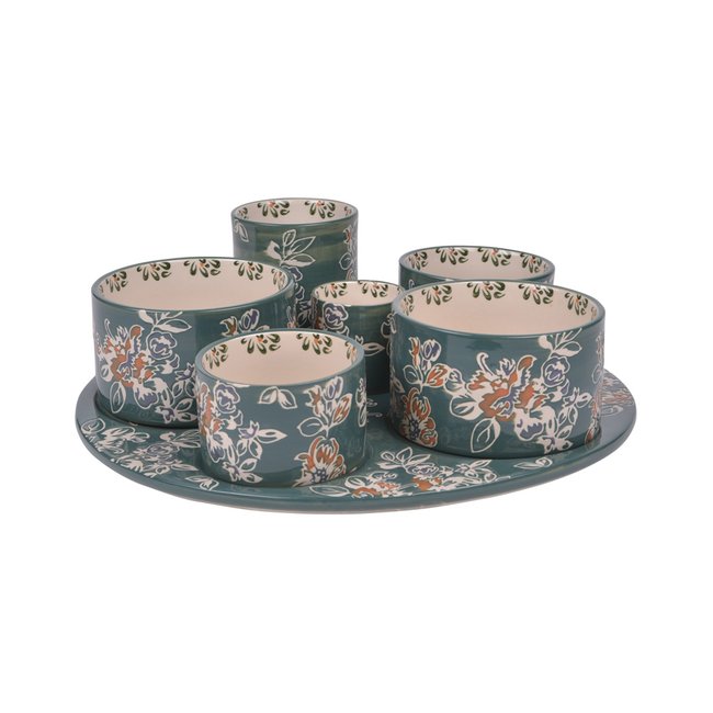 Service apéritif 6 pièces  -FAUSTINE Couleur vert <span itemprop=